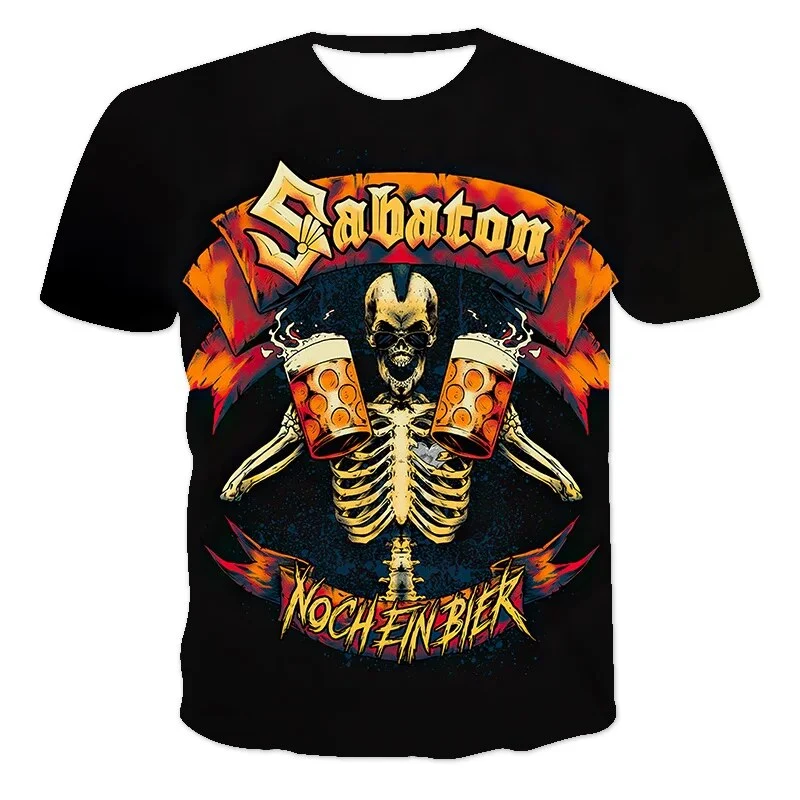 Fashion Herren Rock Band 3D T-Shirt Rundhals Unisex Sommer Streetwear