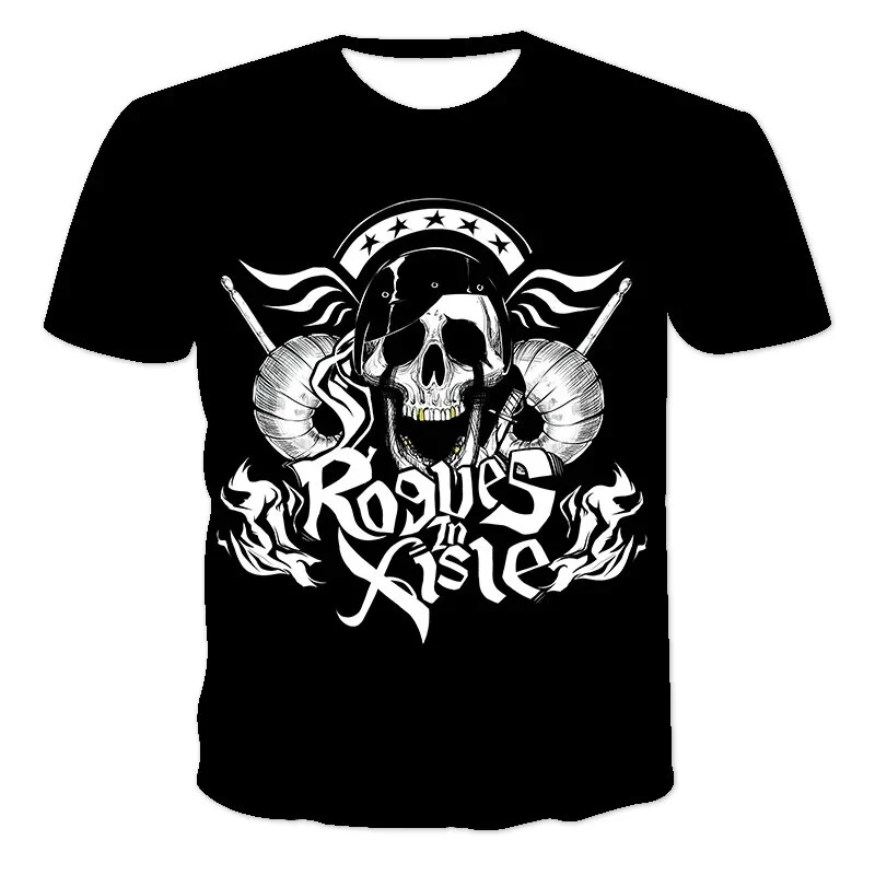 Fashion Herren Rock Band 3D T-Shirt Rundhals Unisex Sommer Streetwear