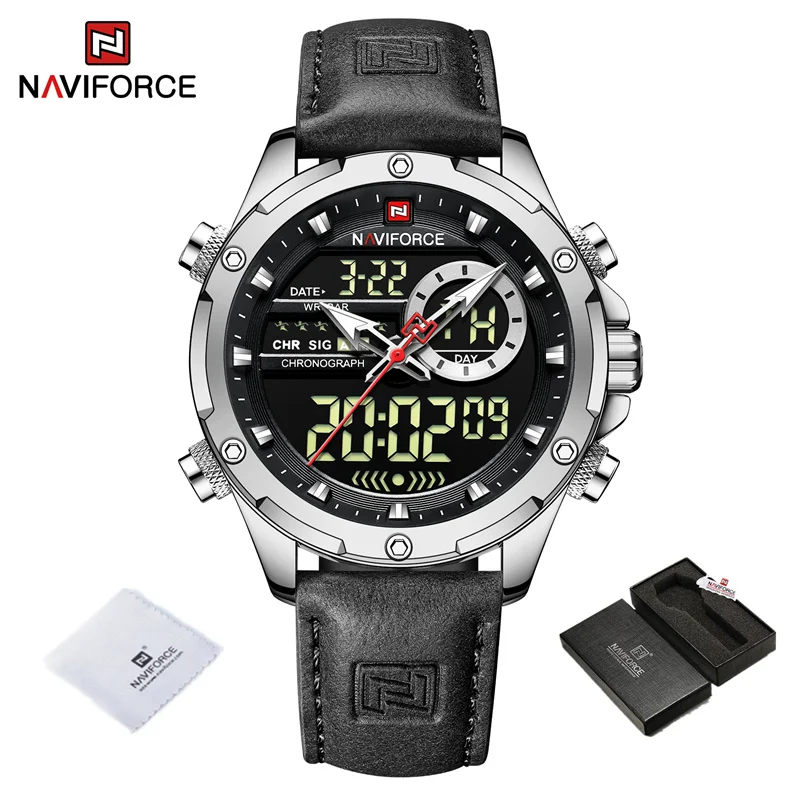Herren Armbanduhr Silber Schwarz Edelstahl Quarzuhr Luxus Chronograph Business