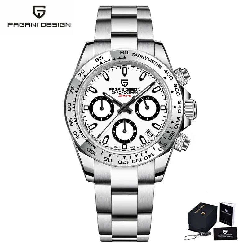 Herren Armbanduhr Silber Gold Edelstahl Fashion Quarz Uhr Chronograph Business