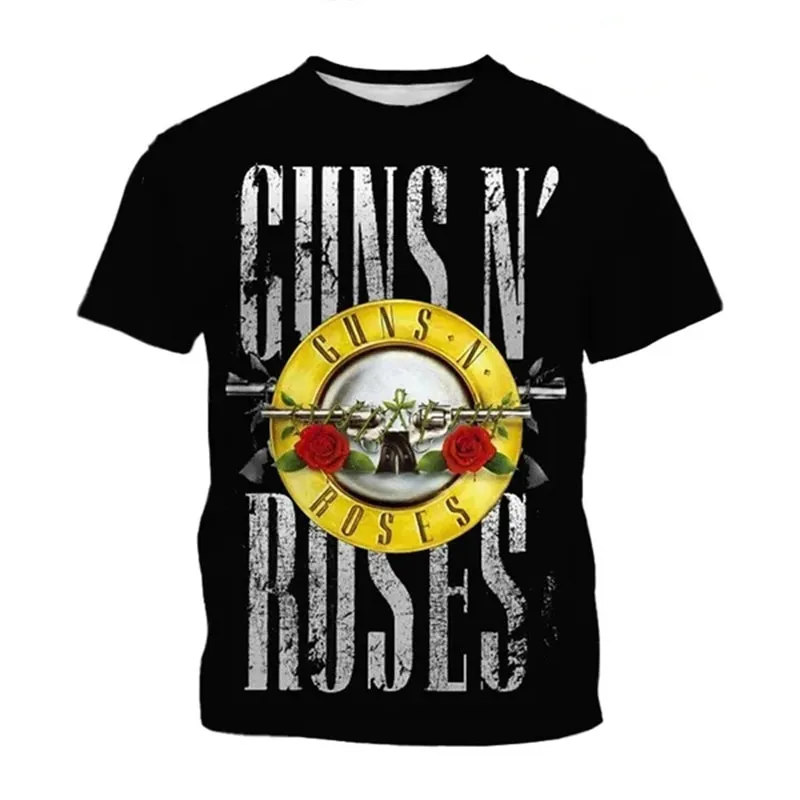 Herren Fashion Hard Rock Band 3D T-Shirt Rundhals Unisex Heavy Metal Streetwear