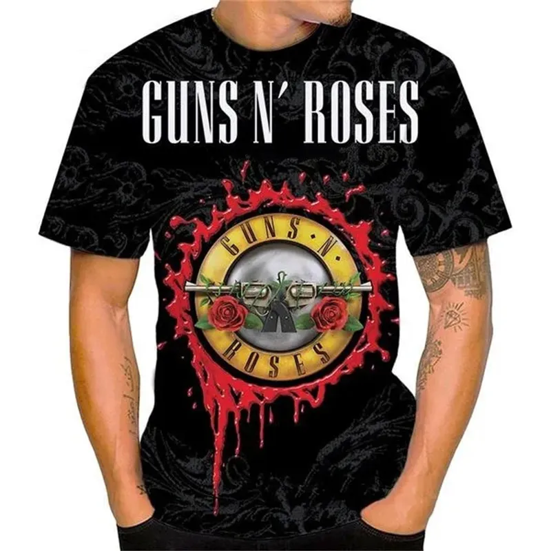 Herren Fashion Hard Rock Band 3D T-Shirt Rundhals Unisex Heavy Metal Streetwear