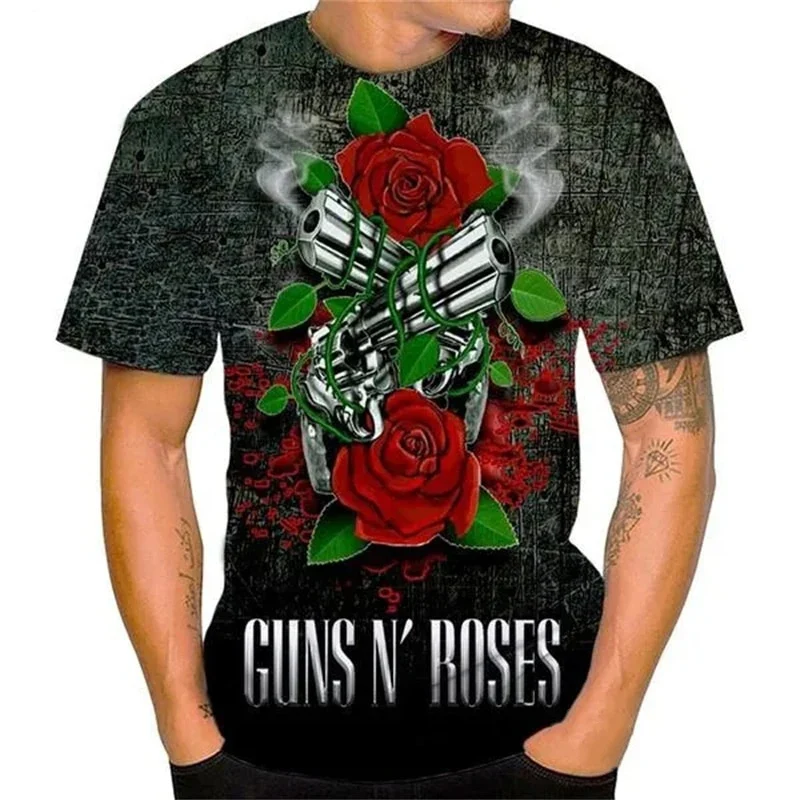 Herren Fashion Hard Rock Band 3D T-Shirt Rundhals Unisex Heavy Metal Streetwear