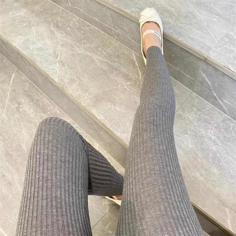 Frauen Winter Warm Gerippte Strick Strumpfhose Blickdicht Hose Leggins