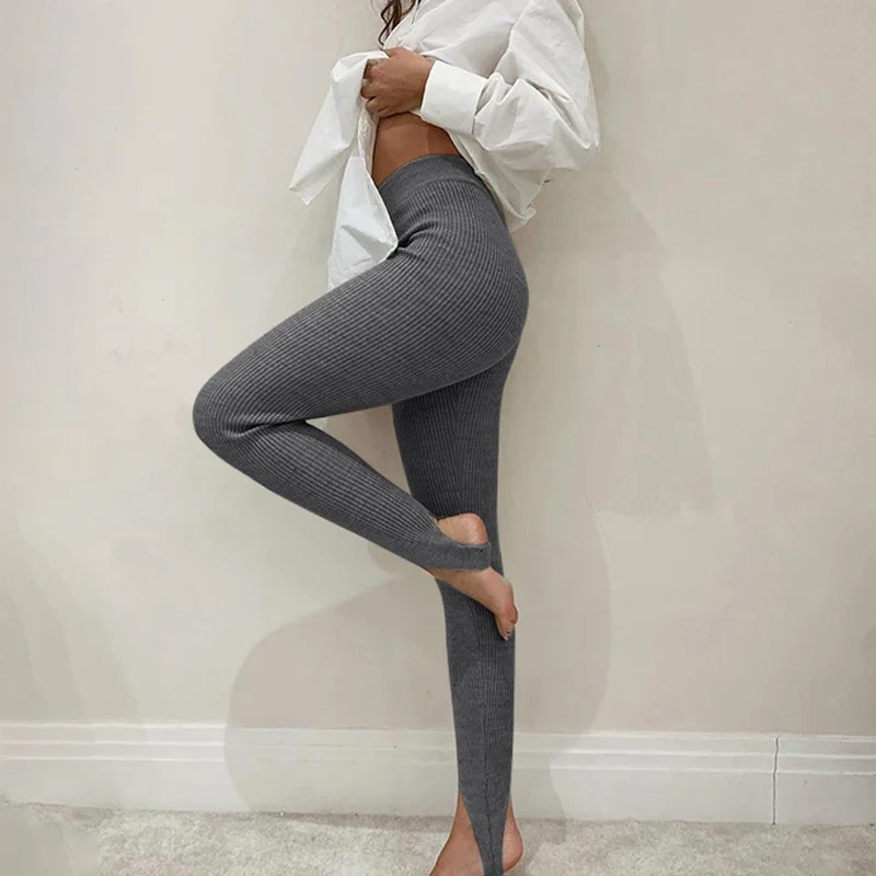 Frauen Winter Warm Gerippte Strick Strumpfhose Blickdicht Hose Leggins