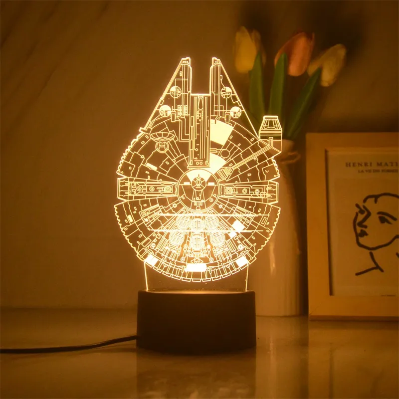 3D LED Nachtlicht Kinder Tischlampe USB Touch Fernbedienung Lampe Dimmbar NEU
