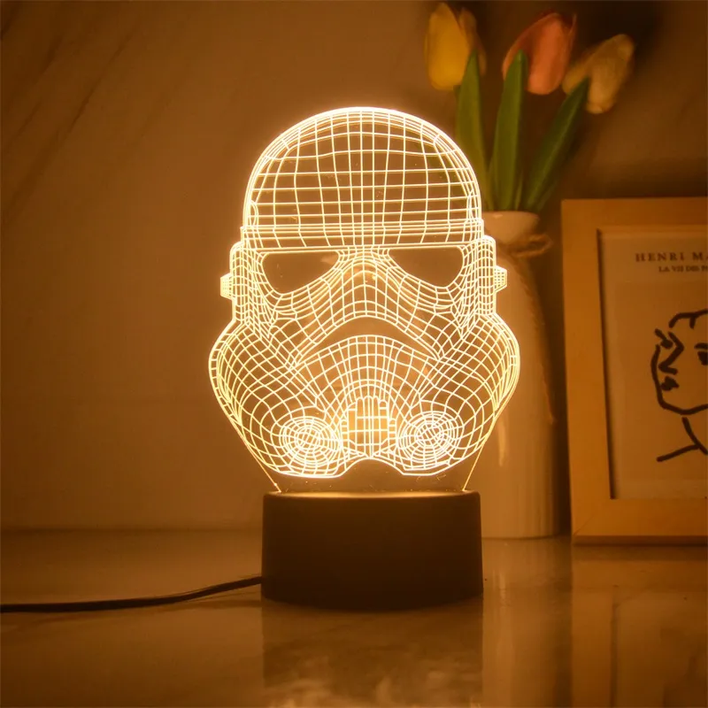 3D LED Nachtlicht Kinder Tischlampe USB Touch Fernbedienung Lampe Dimmbar NEU