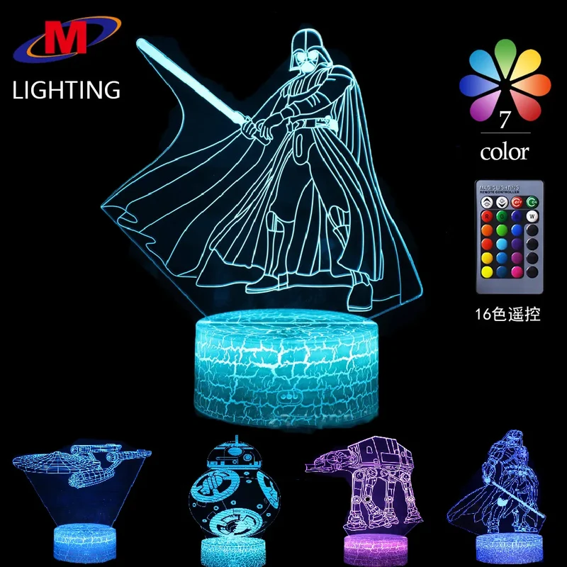 3D LED Nachtlicht Kinder Tischlampe USB Touch Fernbedienung Lampe Dimmbar NEU