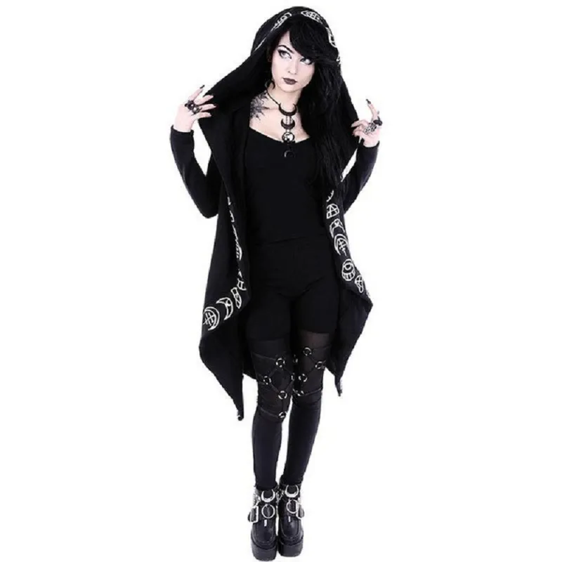 Gothic Kapuzenpullover Sweatjacke Zip Hoodie Sweatshirt Pullover Pulli Damen