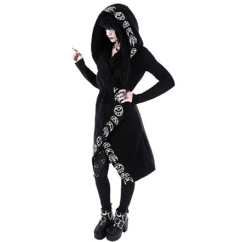 Gothic Kapuzenpullover Sweatjacke Zip Hoodie Sweatshirt Pullover Pulli Damen