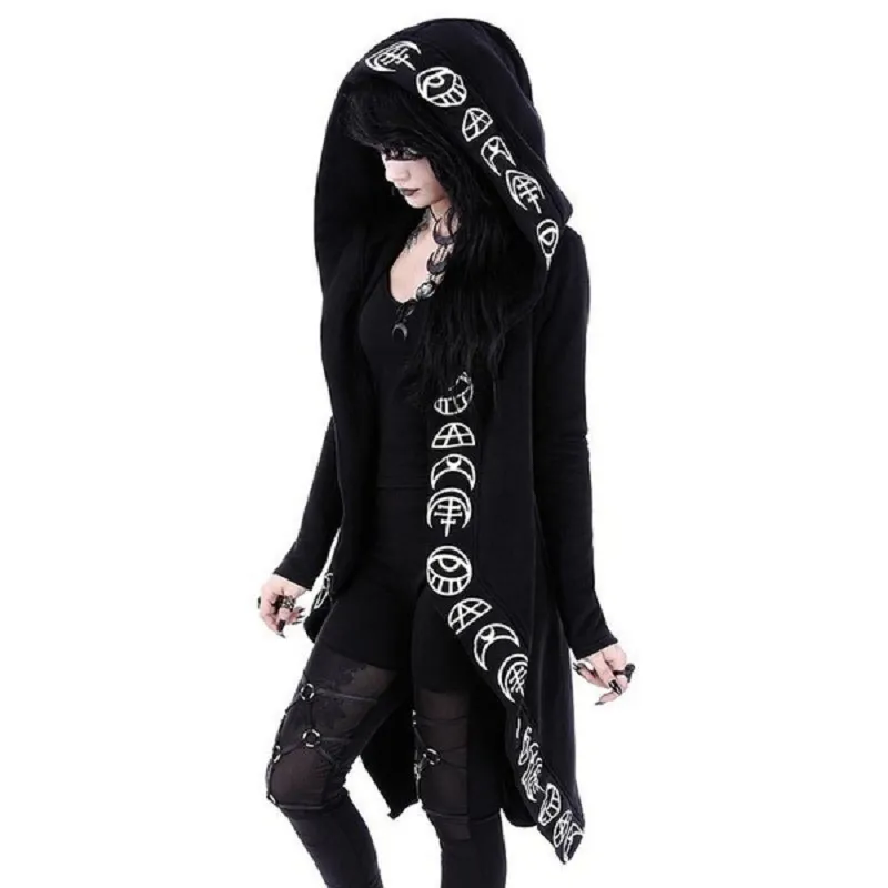 Gothic Kapuzenpullover Sweatjacke Zip Hoodie Sweatshirt Pullover Pulli Damen