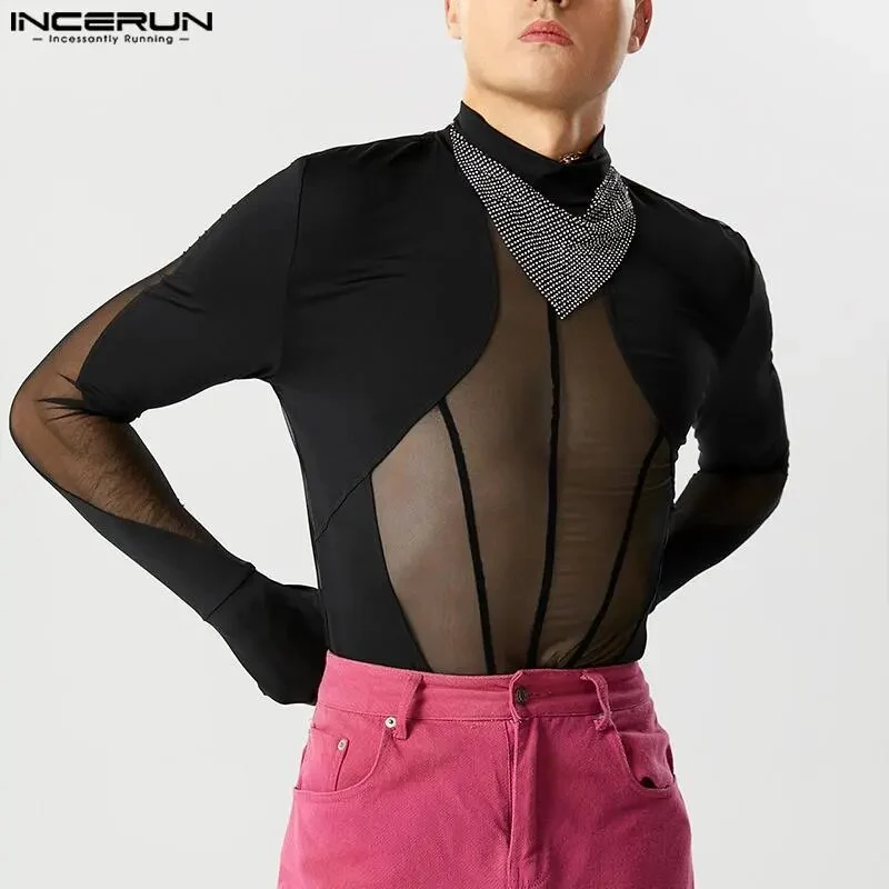 Fetisch Fashion Männer Sexy Bodysuits Herren Body Shirts Hemd Transparent Club