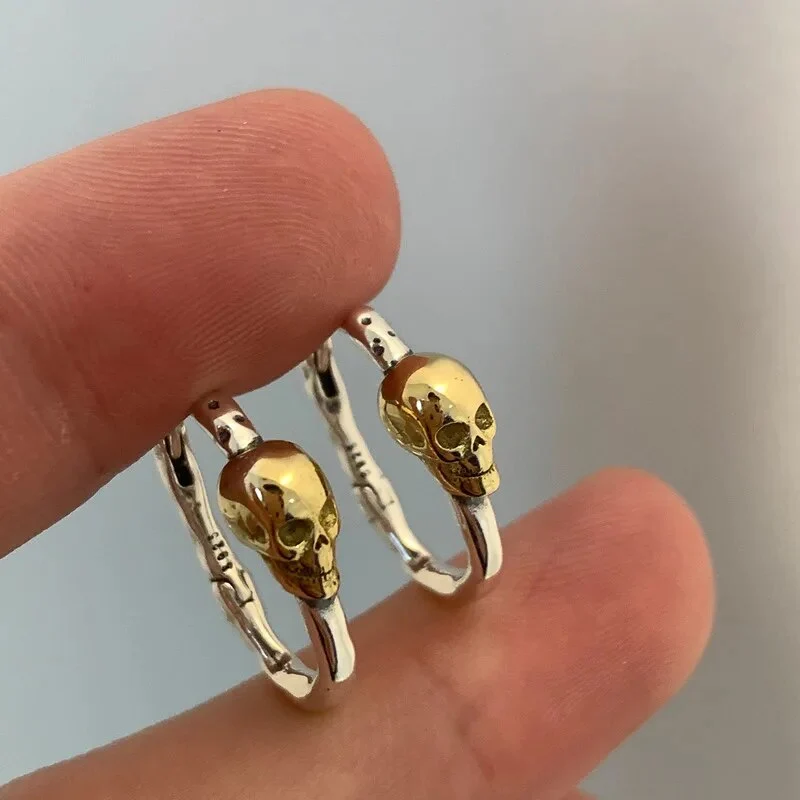 1 Paar Creolen aus 925 sterling Silber Ohrringe Skull Ohrschmuck Ohrstecker