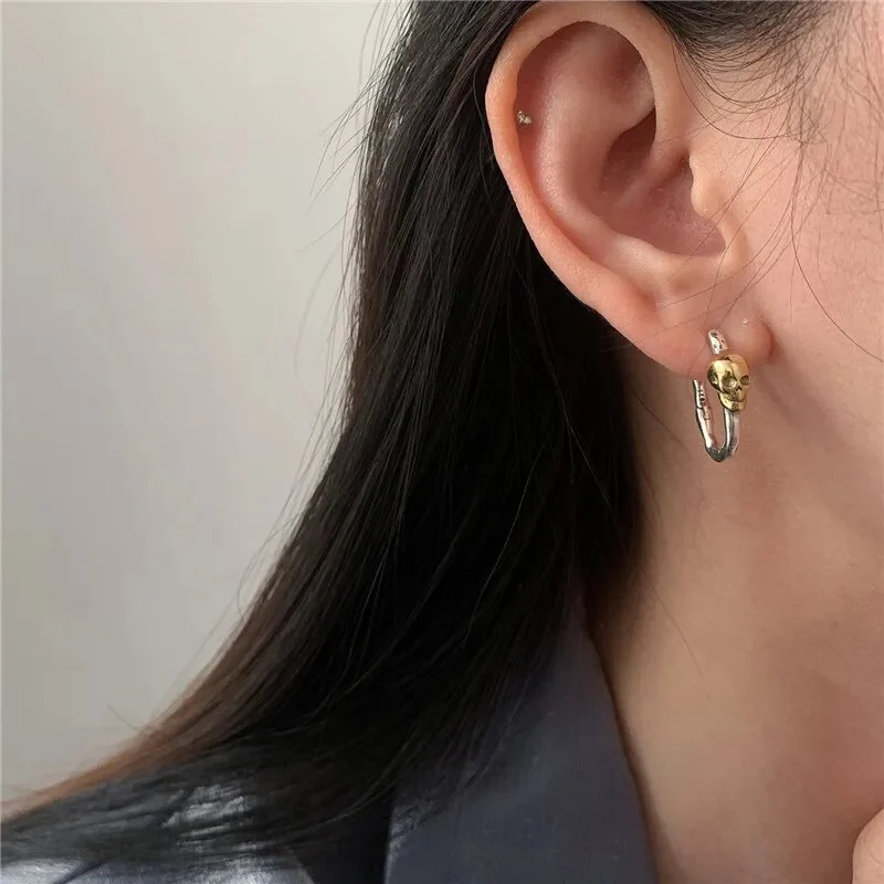 1 Paar Creolen aus 925 sterling Silber Ohrringe Skull Ohrschmuck Ohrstecker