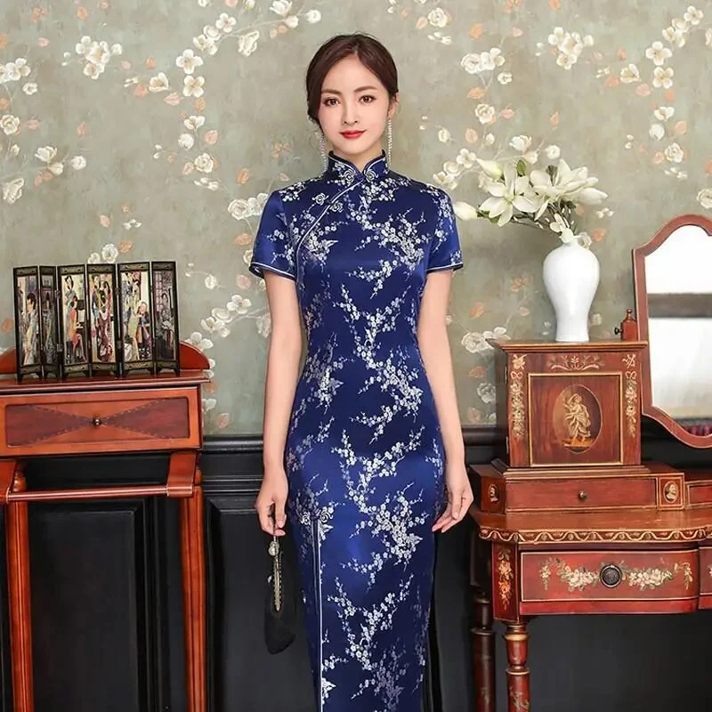 Damen Abendkleid Kimono Klassisches Chinesisches Satin Kleid Frauen Qipao