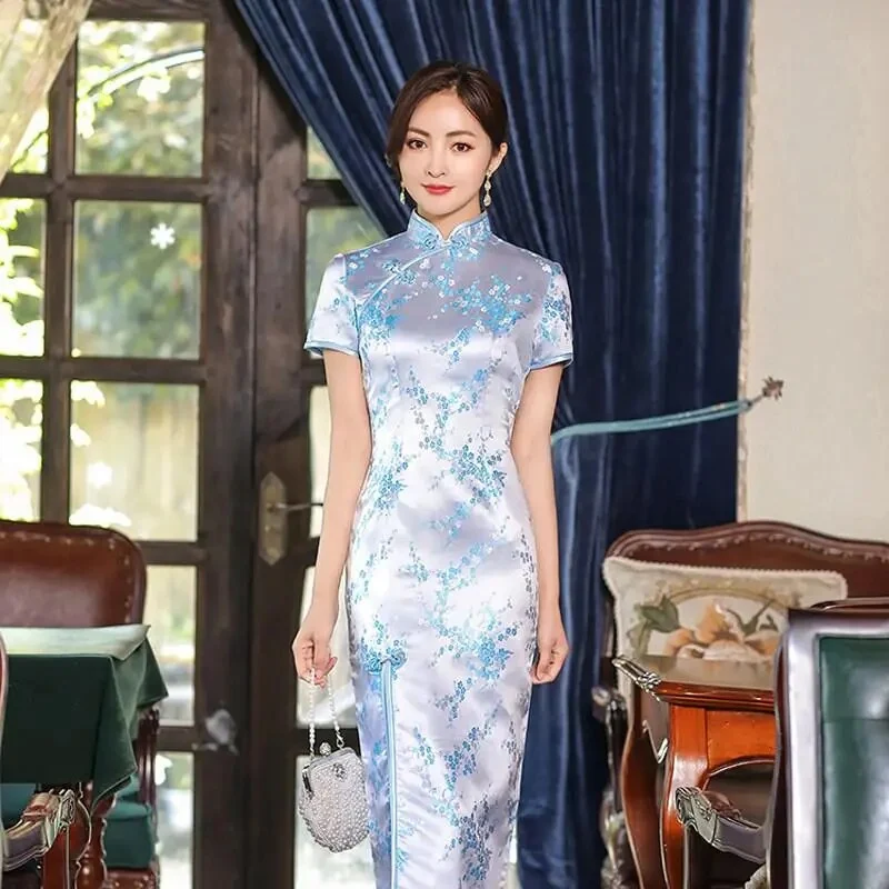 Damen Abendkleid Kimono Klassisches Chinesisches Satin Kleid Frauen Qipao