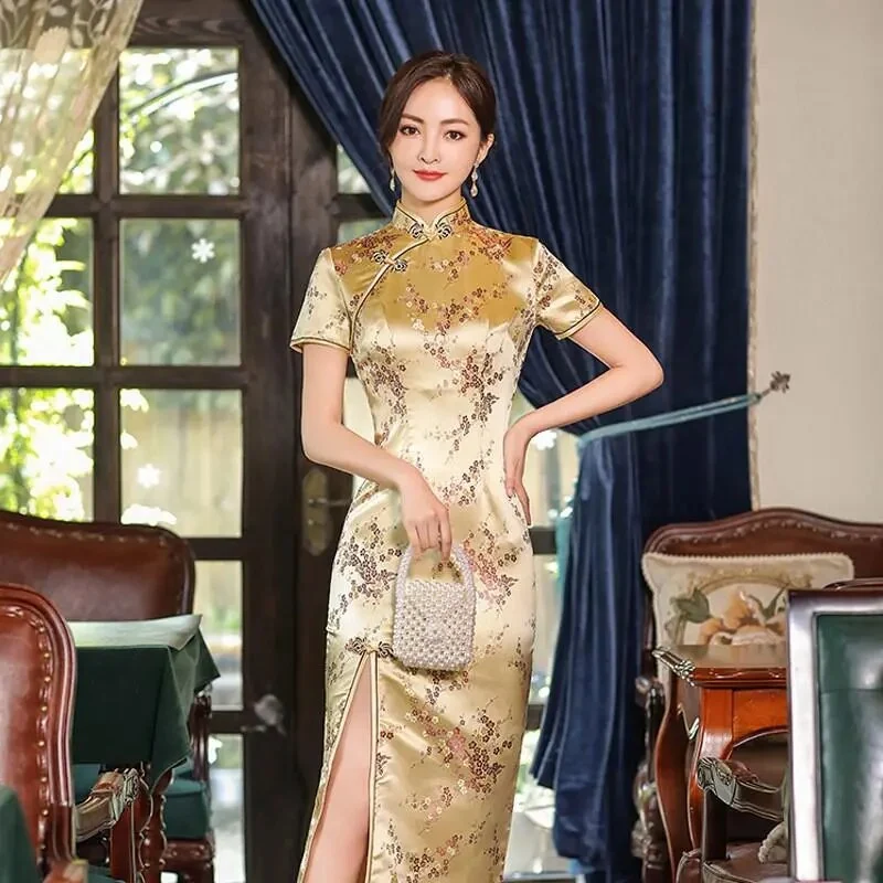Damen Abendkleid Kimono Klassisches Chinesisches Satin Kleid Frauen Qipao