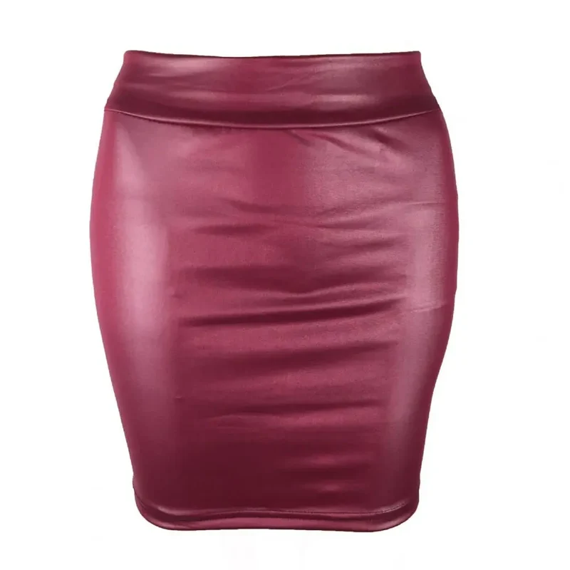 Sexy Damen Lederrock Minirock PU Mini Rock Bodycon Kunstleder Partyrock Clubwear