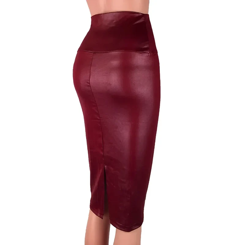 Sexy Damen Lederrock Minirock PU Mini Rock Bodycon Kunstleder Partyrock Clubwear