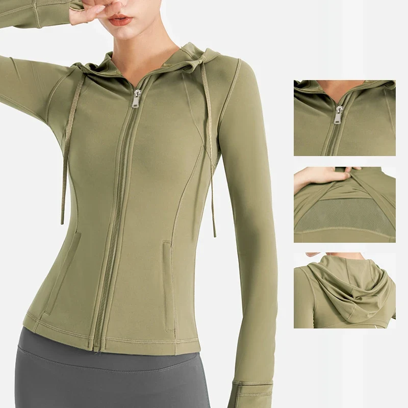 Damen Sweatshirt Hoodie Shirt Fitness Gym Jacke Windbreaker Yoga Sportswear