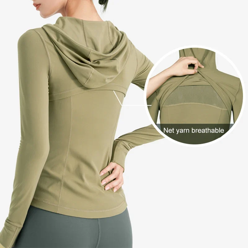 Damen Sweatshirt Hoodie Shirt Fitness Gym Jacke Windbreaker Yoga Sportswear