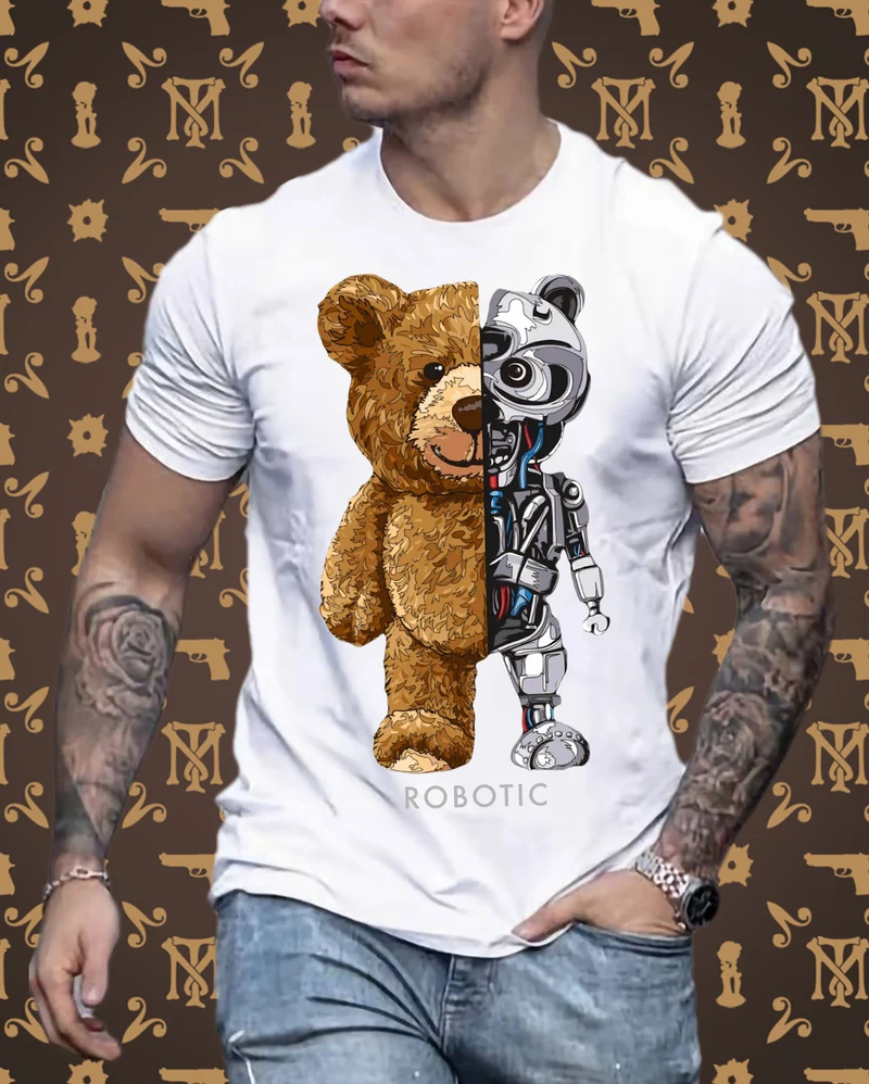 Männer Fashion 3D T-Shirt Rundhals Unisex Sommer Streetwear 100% Baumwolle
