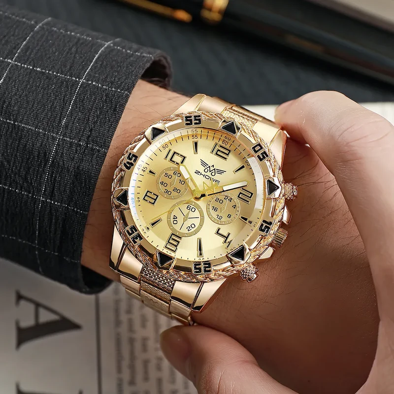 Herren Armbanduhr Silber Schwarz Edelstahl Quarzuhr Luxus Chronograph Business