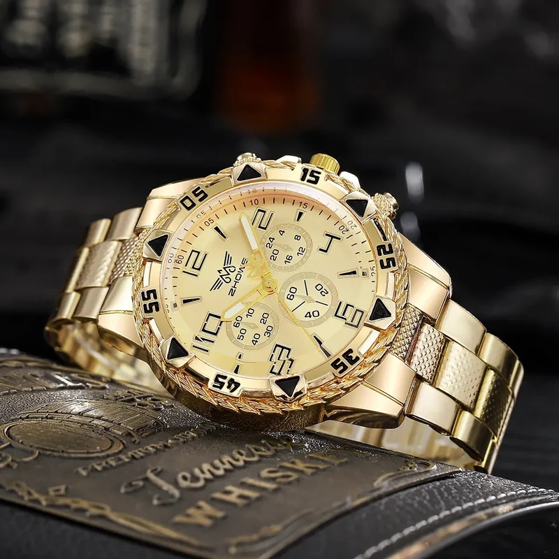 Herren Armbanduhr Silber Schwarz Edelstahl Quarzuhr Luxus Chronograph Business