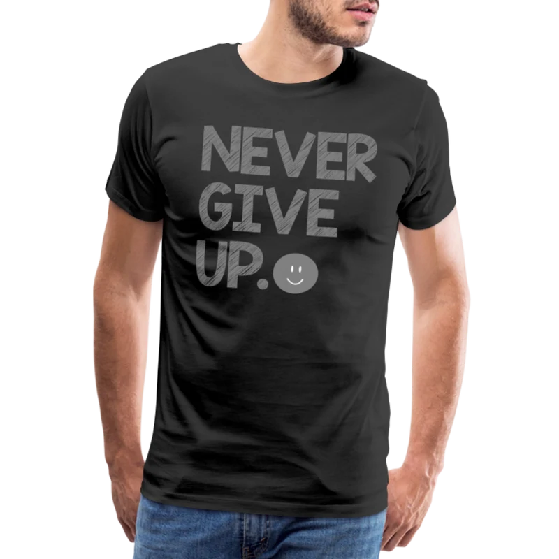 Herren Never Give Up T-Shirt Rundhals Unisex Sommer Streetwear