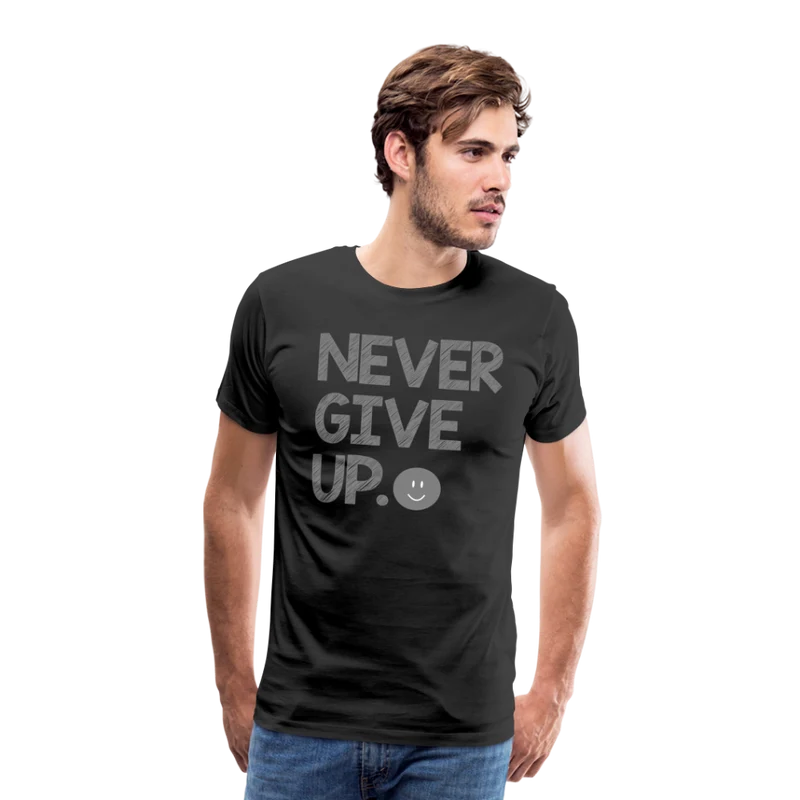 Herren Never Give Up T-Shirt Rundhals Unisex Sommer Streetwear