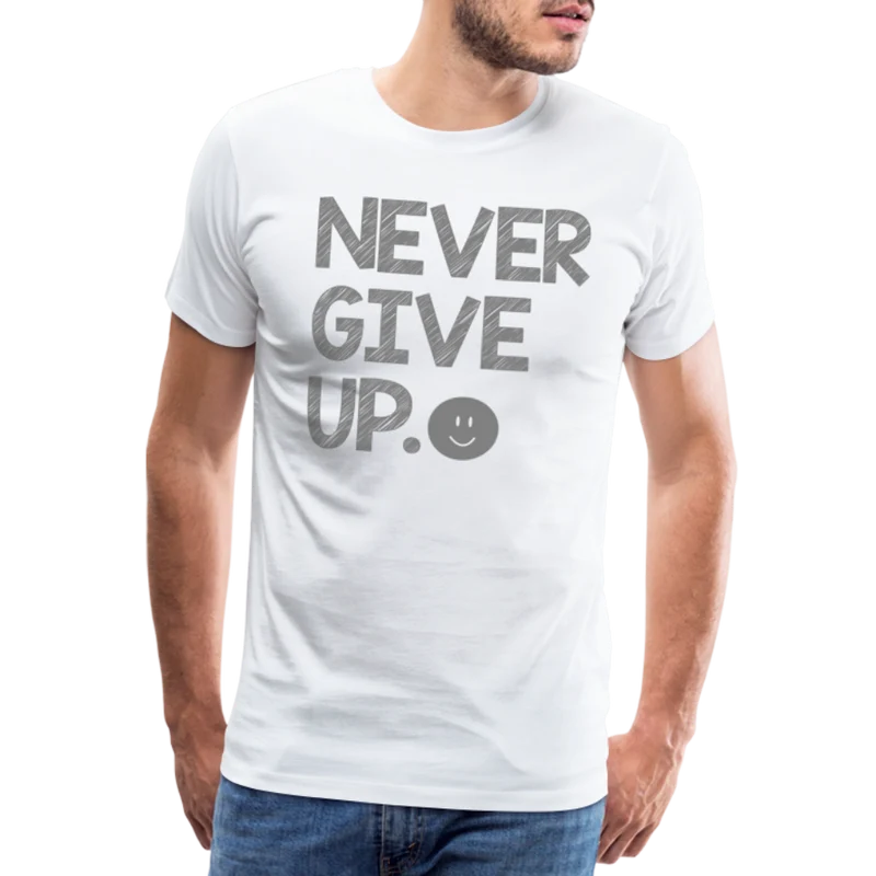 Herren Never Give Up T-Shirt Rundhals Unisex Sommer Streetwear