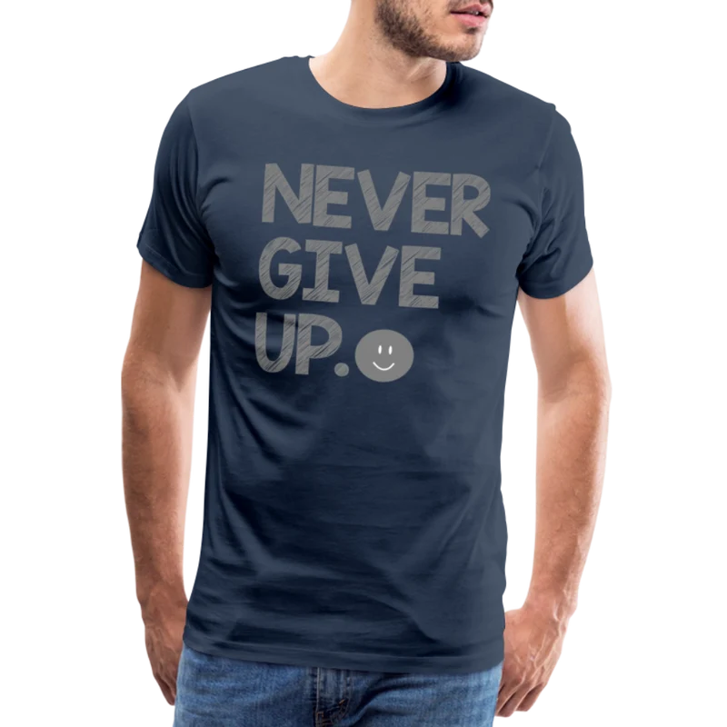 Herren Never Give Up T-Shirt Rundhals Unisex Sommer Streetwear