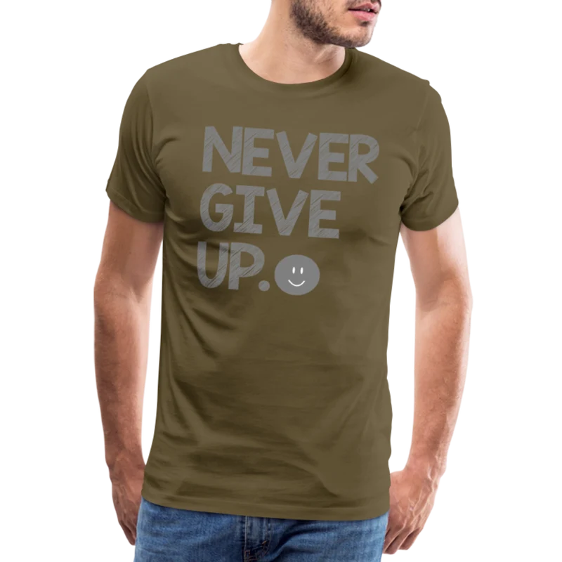 Herren Never Give Up T-Shirt Rundhals Unisex Sommer Streetwear