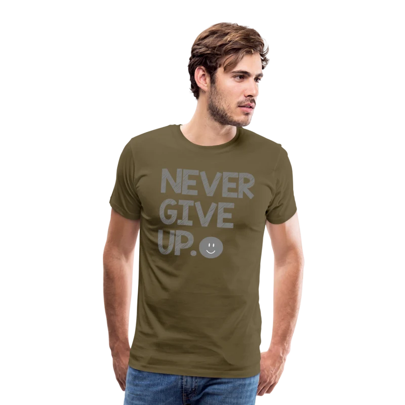 Herren Never Give Up T-Shirt Rundhals Unisex Sommer Streetwear