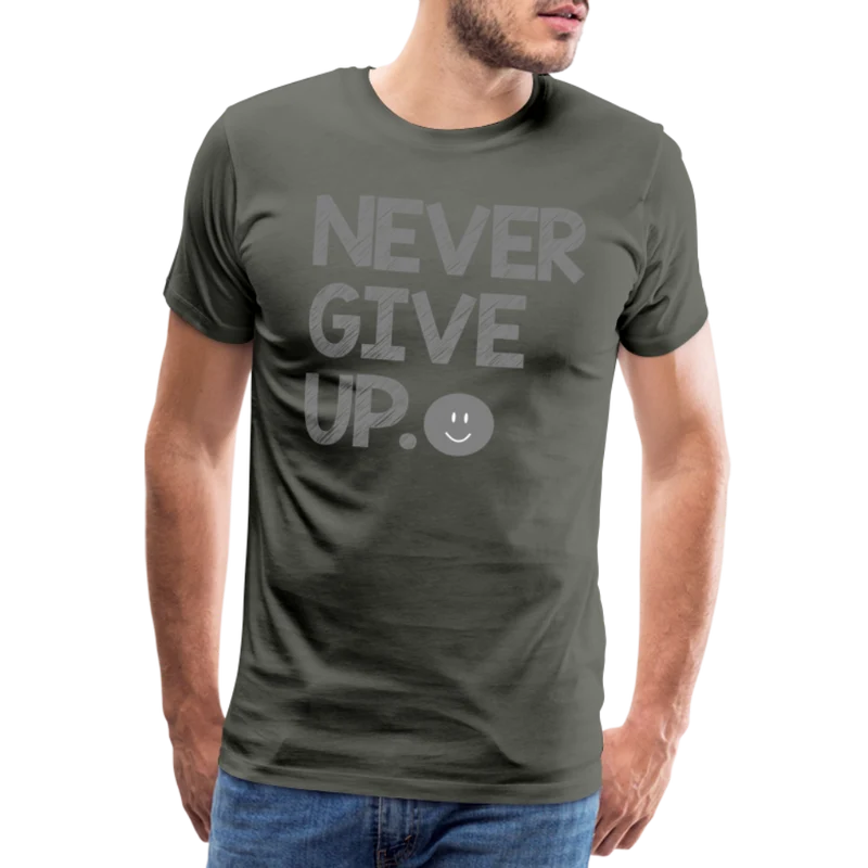 Herren Never Give Up T-Shirt Rundhals Unisex Sommer Streetwear