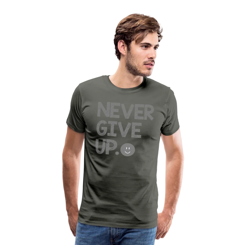 Herren Never Give Up T-Shirt Rundhals Unisex Sommer Streetwear