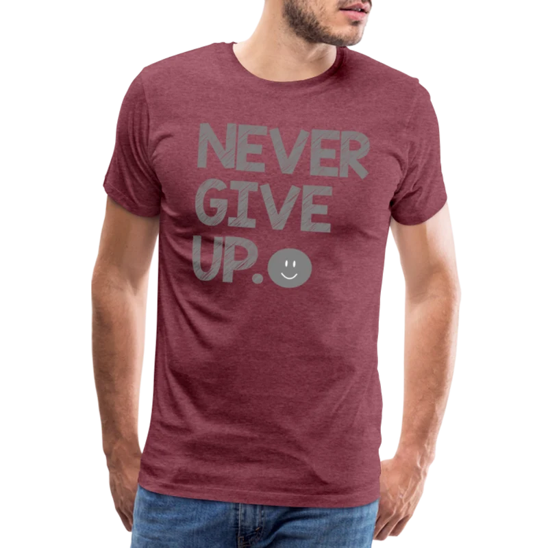 Herren Never Give Up T-Shirt Rundhals Unisex Sommer Streetwear