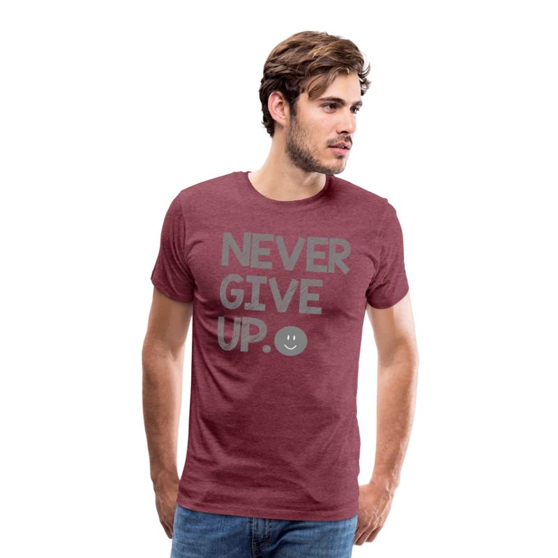 Herren Never Give Up T-Shirt Rundhals Unisex Sommer Streetwear