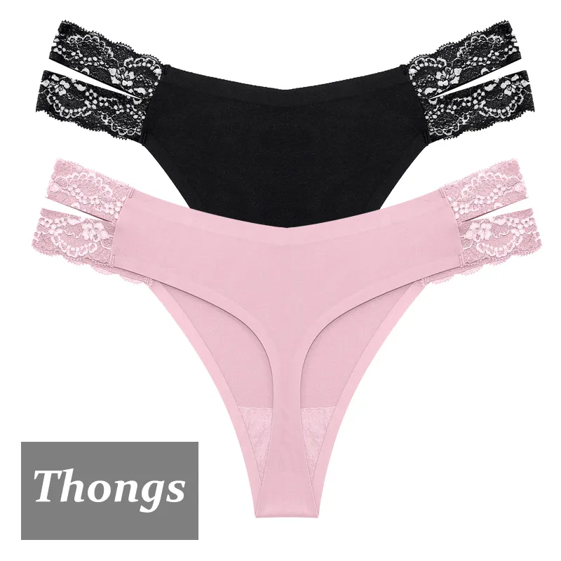 2Stk Frauen Spitze Tanga String Höschen Sexy Schlüpfer Slip Dessous Unterwäsche