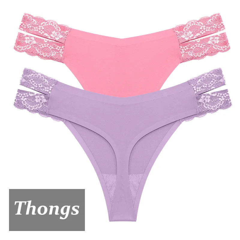 2Stk Frauen Spitze Tanga String Höschen Sexy Schlüpfer Slip Dessous Unterwäsche