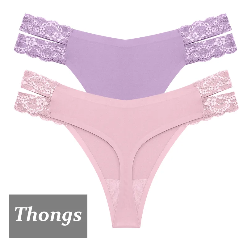 2Stk Frauen Spitze Tanga String Höschen Sexy Schlüpfer Slip Dessous Unterwäsche