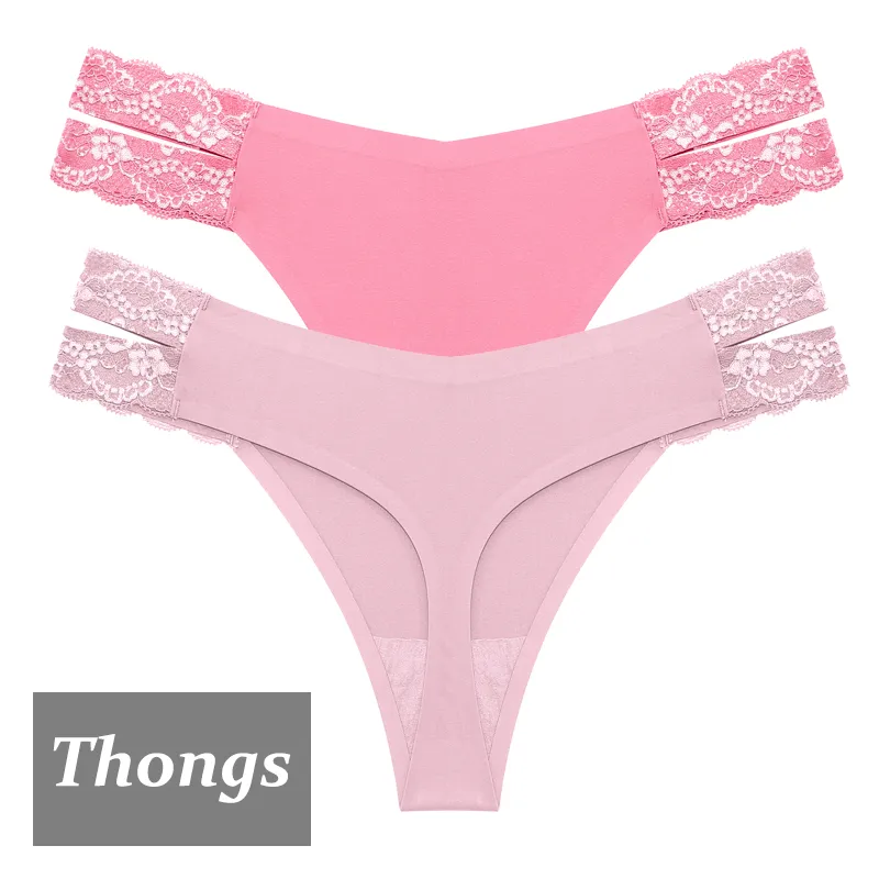 2Stk Frauen Spitze Tanga String Höschen Sexy Schlüpfer Slip Dessous Unterwäsche