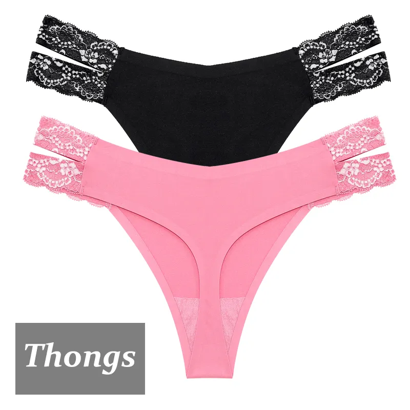 2Stk Frauen Spitze Tanga String Höschen Sexy Schlüpfer Slip Dessous Unterwäsche