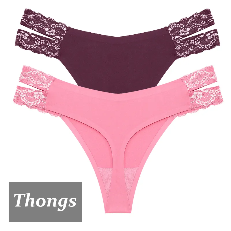 2Stk Frauen Spitze Tanga String Höschen Sexy Schlüpfer Slip Dessous Unterwäsche