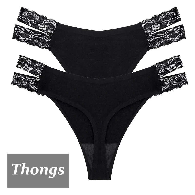 2Stk Frauen Spitze Tanga String Höschen Sexy Schlüpfer Slip Dessous Unterwäsche