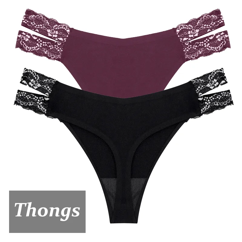 2Stk Frauen Spitze Tanga String Höschen Sexy Schlüpfer Slip Dessous Unterwäsche