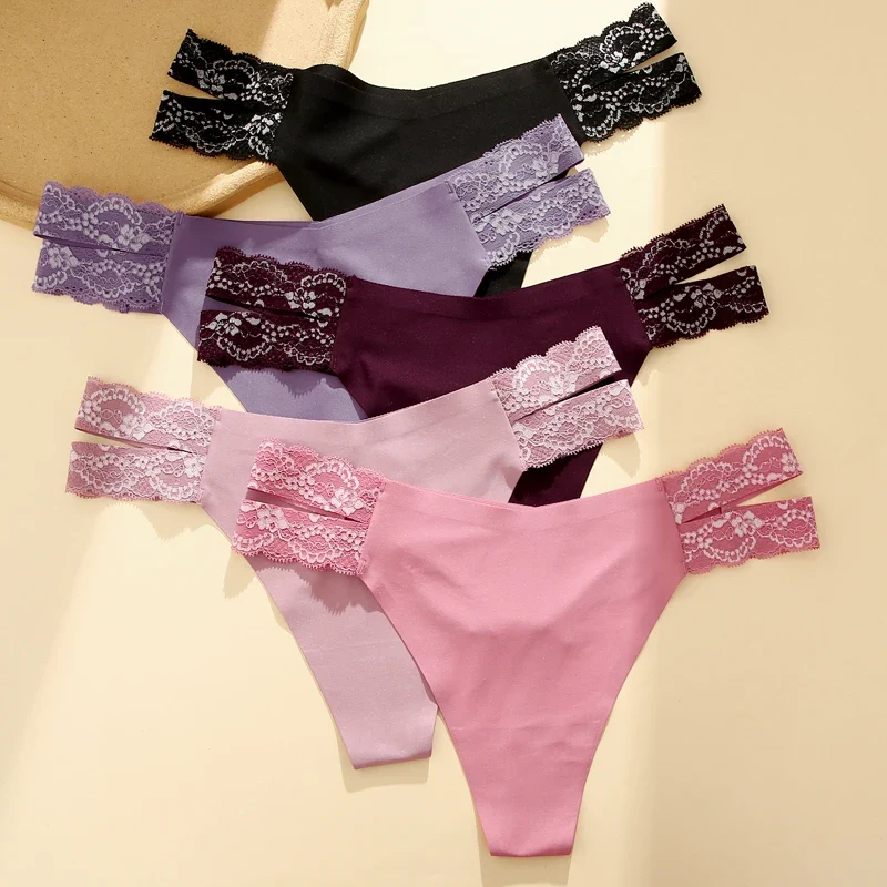 2Stk Frauen Spitze Tanga String Höschen Sexy Schlüpfer Slip Dessous Unterwäsche