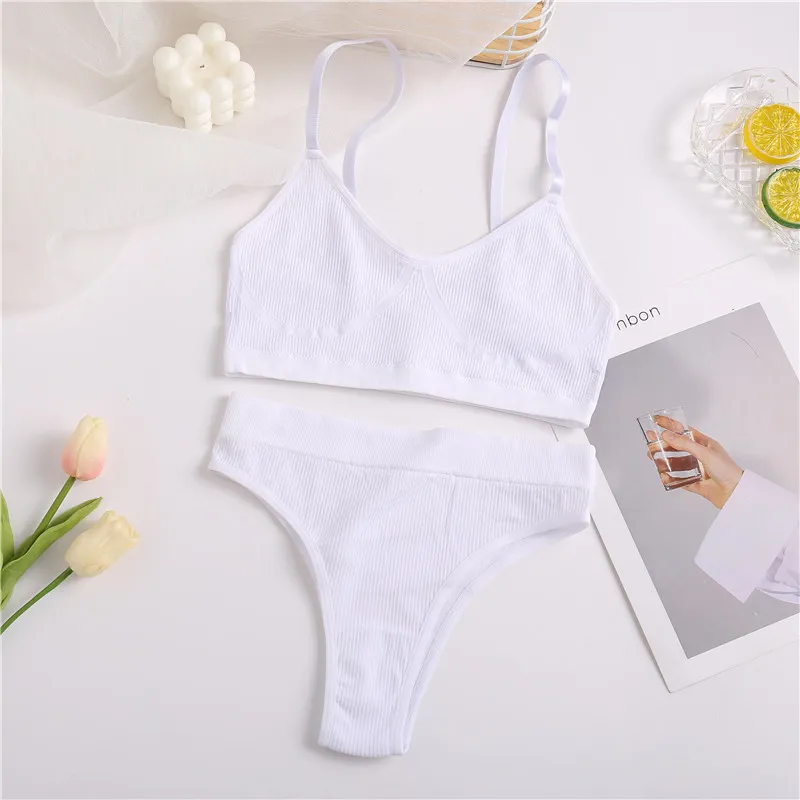 2Stk Frauen Unterwäsche BH Set Top Tanga Höschen Schlüpfer Slip Dessous