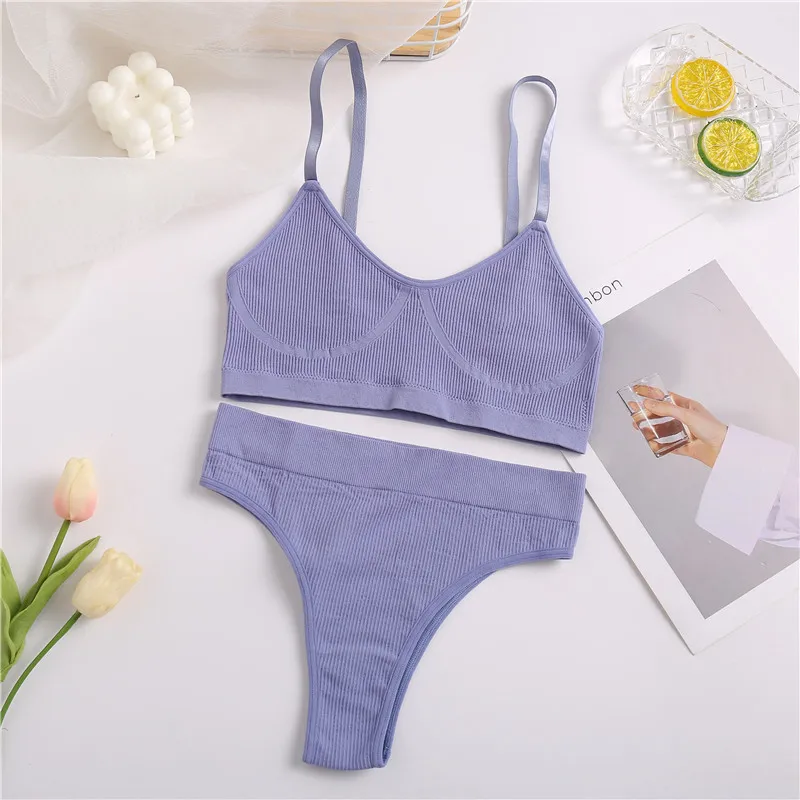 2Stk Frauen Unterwäsche BH Set Top Tanga Höschen Schlüpfer Slip Dessous