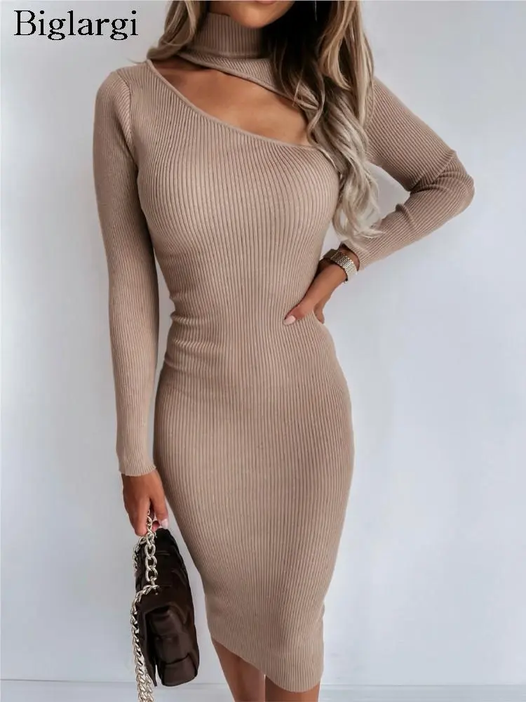 Damen Wollkleid Stiefelkleid Herbstkleid Winterkleid Strickkleid Longpullover
